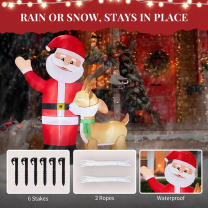 6.3FT Lighted Christmas Inflatable Decoration, Inflatable Santa And Reindeer - view 8