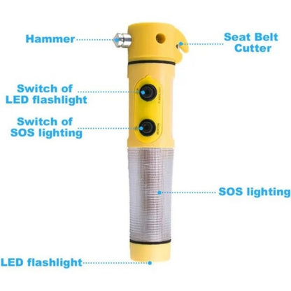Yellow Multi-functional Car Safety Hammer With Flashlight - view 4