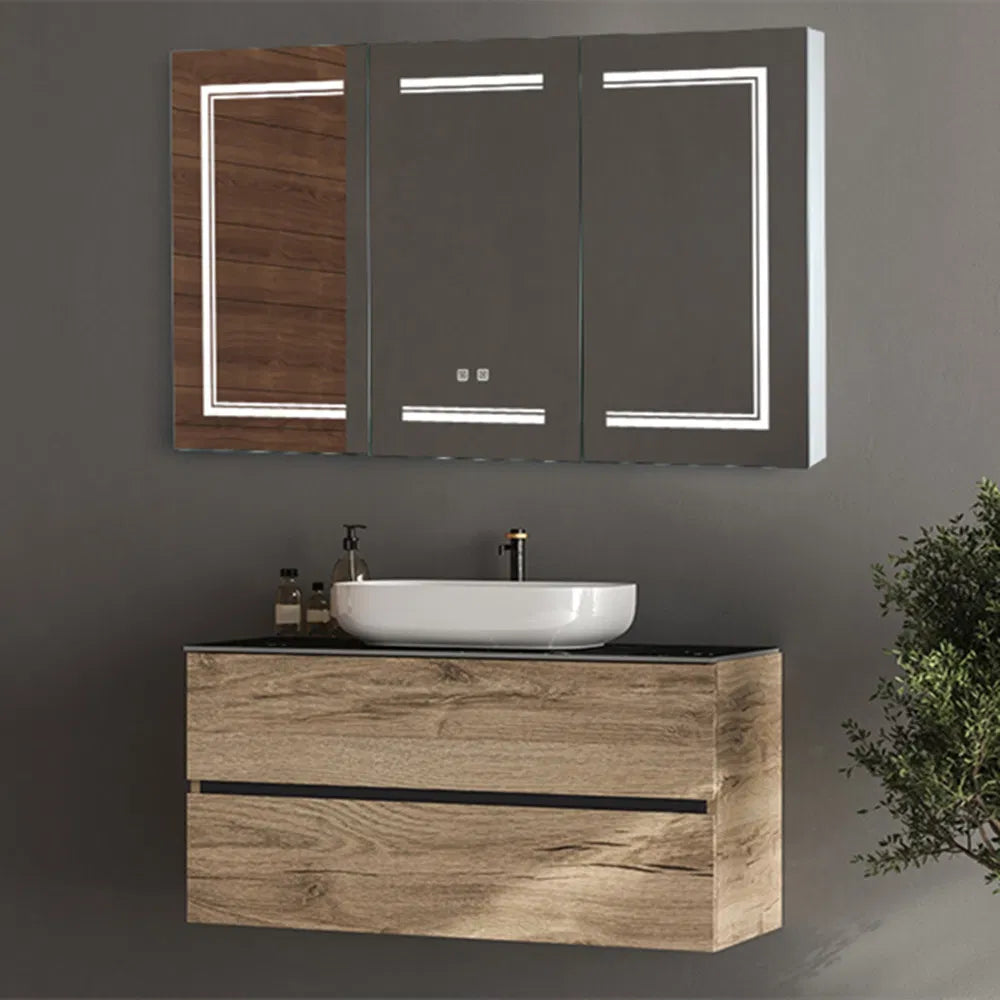 LED Bathroom Wall Cabinet, 3 Door Bathroom Mirror Cabinet, white - view 2