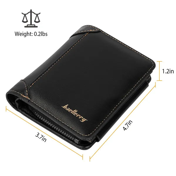 Men Leather Wallet ID Card Holder Purse Trifold Clutch Money Zipper With ID Window 14 Credit Card 1 ID Card - view 5