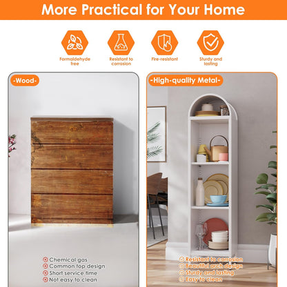 Aobabo Arch Display Bookcase With 2 Adjustable Shelves, Kitchen Pantry Storage Bookshelf For Dining Room, Home, Office - view 5