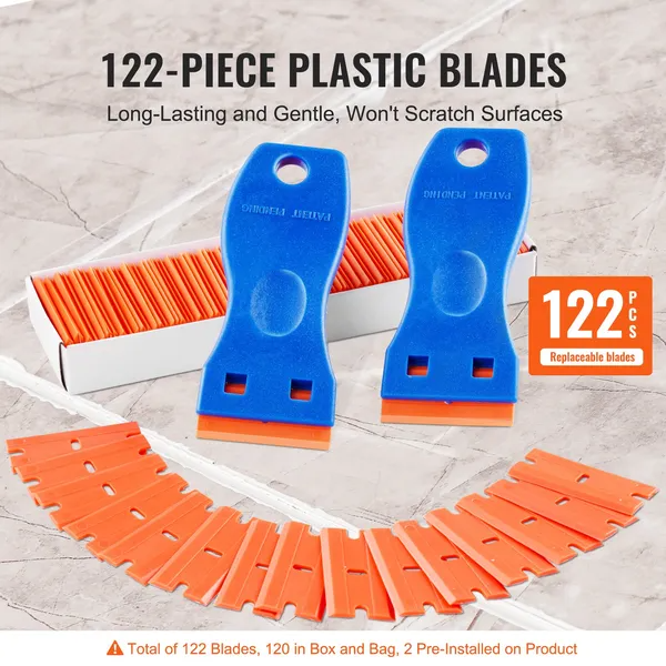 VEVOR Plastic Razor Blade Scraper 2PCS Scraper Tool 120PCS POM Plastic Blades - view 2
