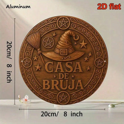 Vintage Witch House Aluminum Sign 8x8 Inch Round Metal Plaque, 2D Flat French Wall Decor For Living Room Study Dining - view 3