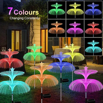 Solar Garden Lights, 4 Pack Solar Star Jellyfish Lights 7 Color Changing Fiber Optic Light Gardening Gifts For Mom - view 4