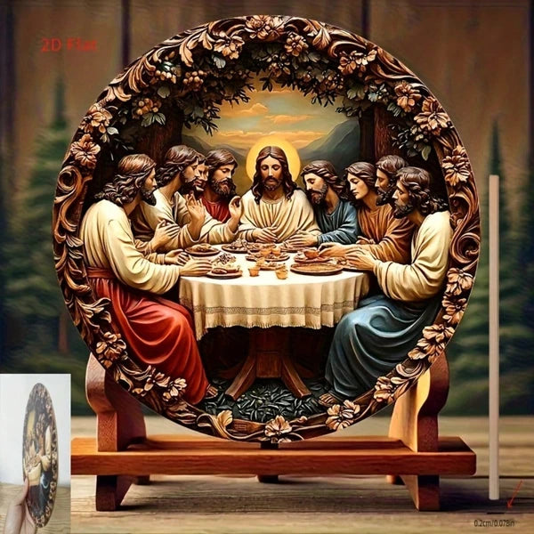 2D Flat Last Supper Wall Decor, Wall Decor, Exquisitely Carved Jesus & 12 Apostles Religious Art