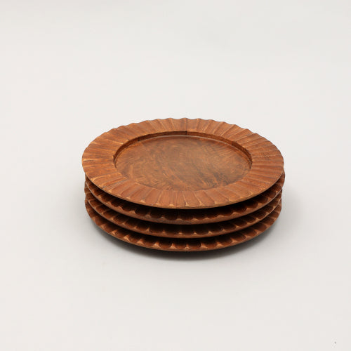 Handcrafted Wood Brown Charger Plate Wooden Dinning Placemat Artisan Wood Tableware - view 4