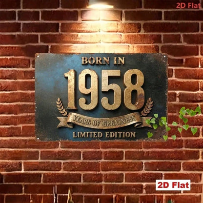 Vintage 1958 Metal Tin Sign, Retro 2D Flat Iron Plaque, Born In 1958 Years Of Greatness Limited Edition Quote - view 4