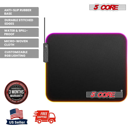 5Core Gaming Mouse Pad RGB 12 Light Modes 2 Zone Desk Mouse Mat w Rubber Base - view 4