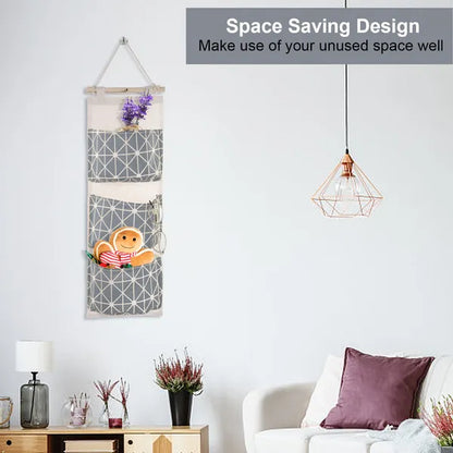 Wall Mounted Storage Bag Door Closet Hanging Storage Bag Organizer Waterproof 3 Pockets Pouch - view 5