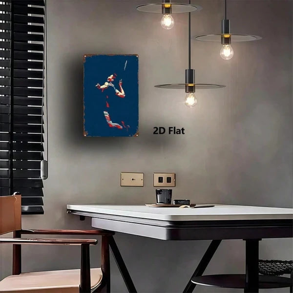 1pc Vintage Badminton Player Metal Sign, 8x12 Inch 2D Flat Silhouette Wall Decor - view 2