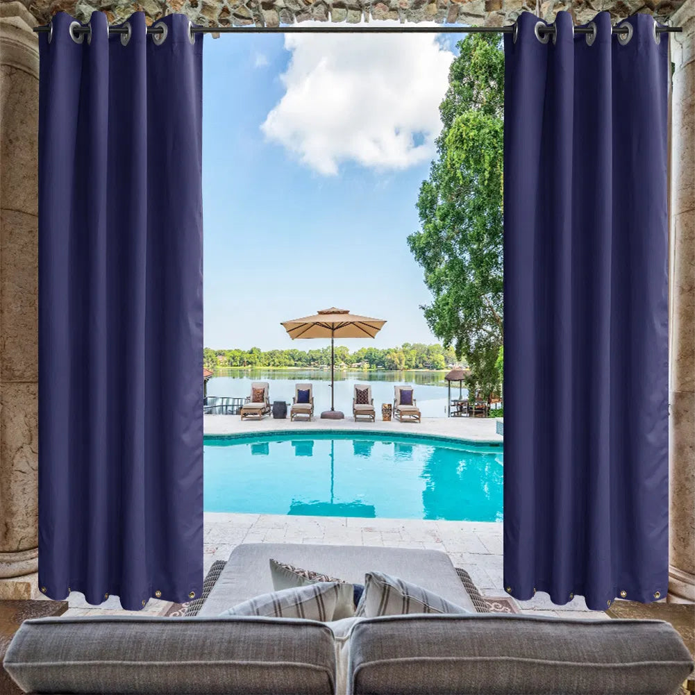 50 In. X 120 In. Indoor Outdoor Curtains Grommet Curtain On Top And Bottom 1 Panel - view 3