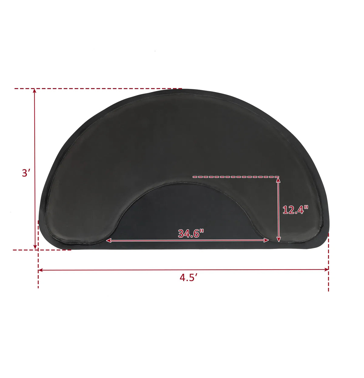 3′x 4.5′x 1/2" Beauty Salon Semicircle Anti-fatigue Salon Mat (Round Outside And Round Inside) Black - view 3