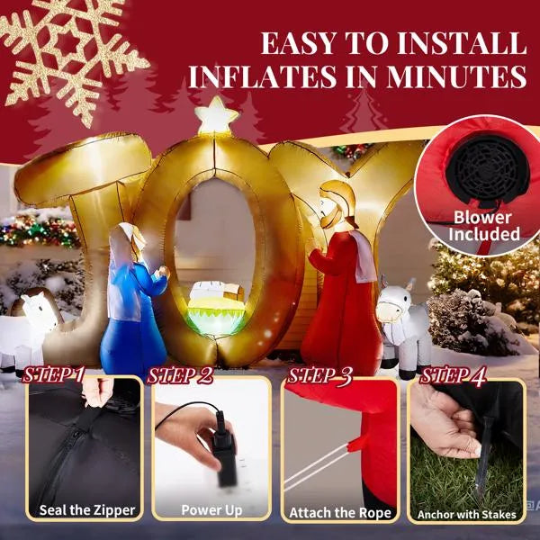 7.5FT Lighted Christmas Inflatable Decoration, Inflatable Nativity Scene With JOY Sign - view 6