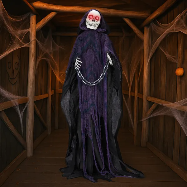 6ft Halloween Decorations Outdoor Life Size Animatronics Grim Reaper With Chain