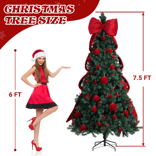 7.5 FT Artificial Christmas Tree With DIY 300 Warm White LED Lights - view 8