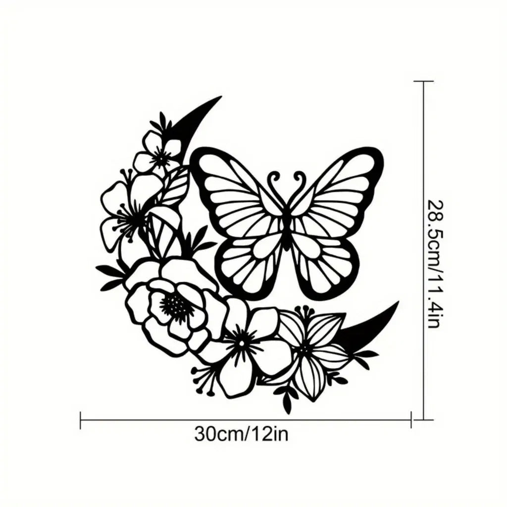 Moon Phase Butterfly iron Wall Art Bohemian Hanging Decor Indoor Outdoor Waterproof Sculpture Gift - view 2