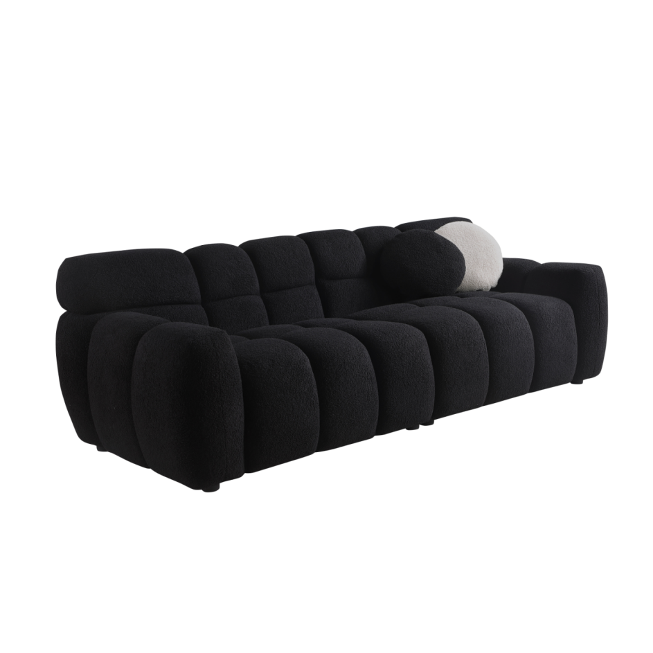 87.4 Length,35.83inch Deepth,human Body Structure For USA People, Marshmallow Sofa,boucle Sofa,3 Seater, Black BOUCLE - view 8