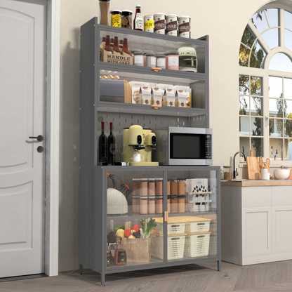 73'' Tall Kitchen Pantry Cabinet, 6 Level Flip Door With Pegboard Spacious - view 2