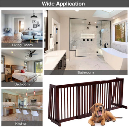 Wooden Pet Gate 3 Panels,Freestanding Length Adjustable - view 8