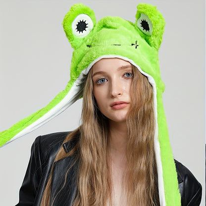 Cute Animal Moving Ear Hat Cute Panda Dog Frog Puppy Plush Hats Halloween Cosplay Party Earflap Hat For Women - view 5