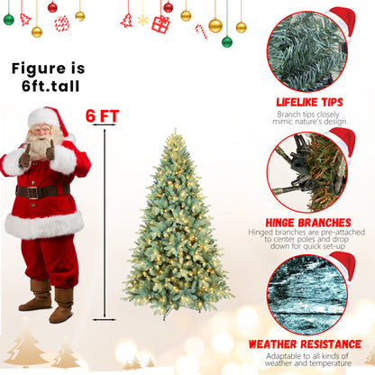 Artificial 7.5ft Blue Green Tint Christmas Tree With 2148 PE PVC Mixed Branch Tips, Memory Wire Iron Wire - view 2