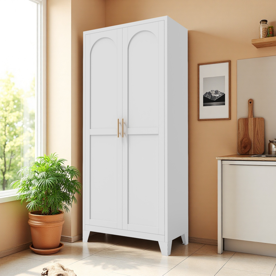 71'' 2 Shapely Doors Cabinet, Metal Storage Cabinet With Doors And Adjustable Shelves, For Bedroom, Living Room - view 10
