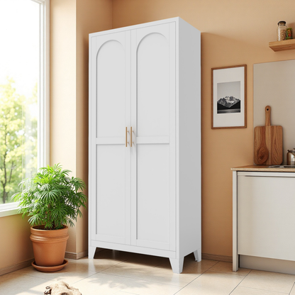71'' 2 Shapely Doors Cabinet, Metal Storage Cabinet With Doors And Adjustable Shelves, For Bedroom, Living Room - view 10