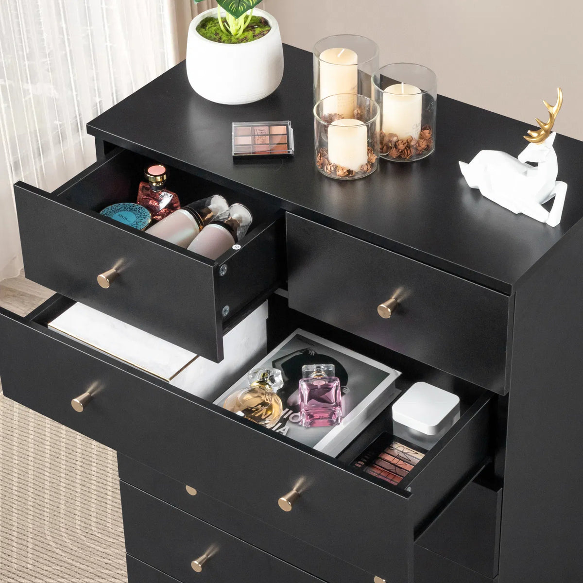 Modern Simple 4-Drawer Dresser Black - view 3