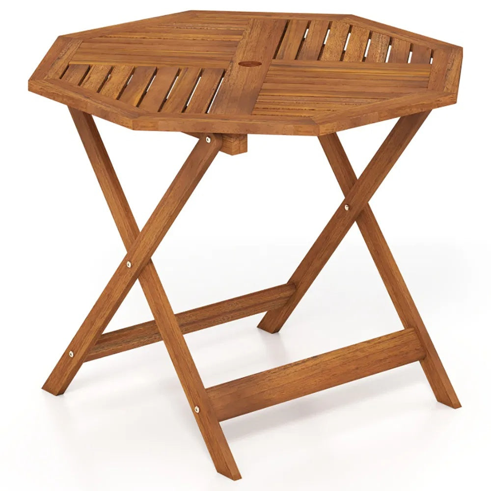 35.5 Inch Solid Wood Patio Dining Table Octagon Table With 1.97 Inch Umbrella Hole - view 5