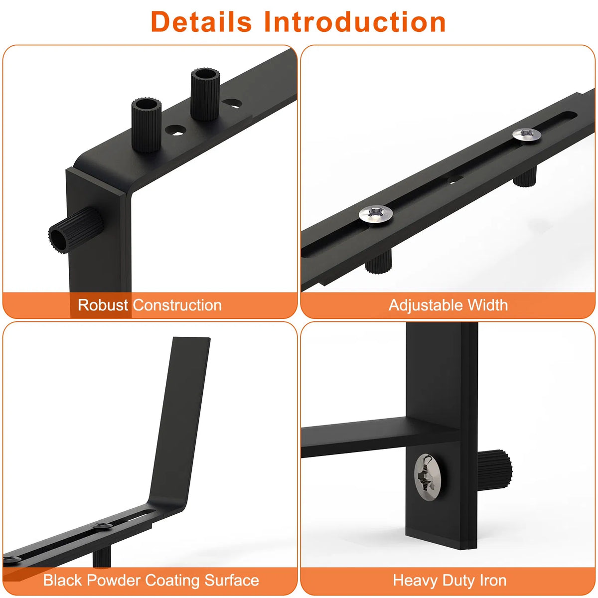 Telescopic Window Planter Bracket, Iron No-Drill Wall-Mounted Flower Box Holder, Tray & Dual-Size Hook - view 5
