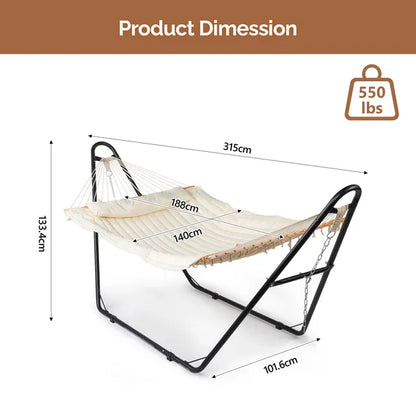 Hammock With Stand, Double-Barrel Hammock With Hammock Bed, Heavy Duty Adjustable Hammock Set For Outdoors, Patio, Yard - view 4