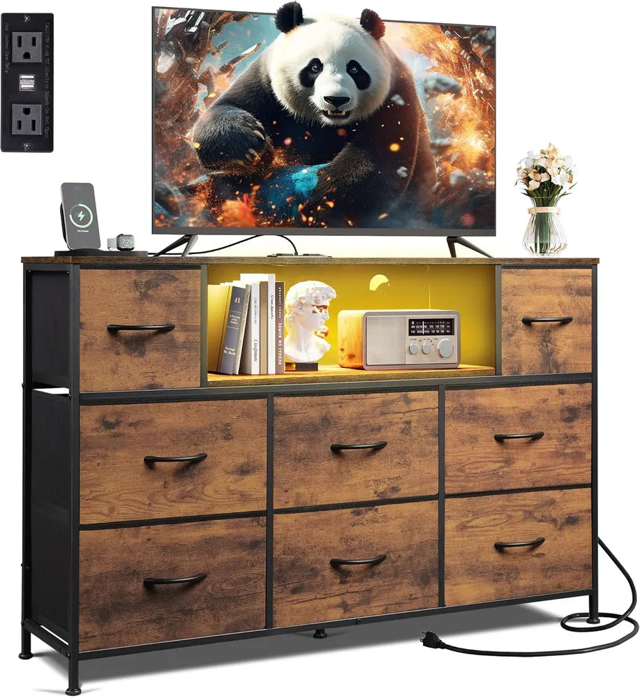 Dresser TV Stand For 45, 50, 55 Inch TV, Entertainment Center With LED Lights & Charging Station - view 7