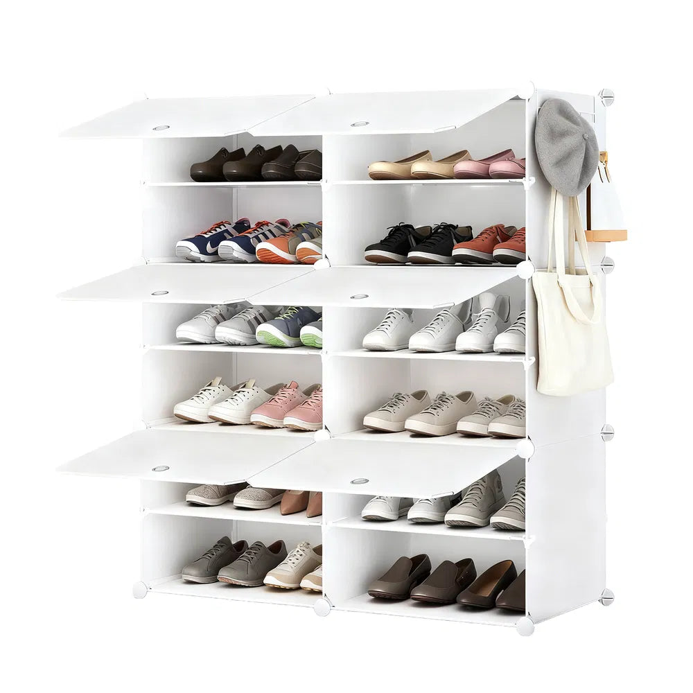 Shoe Rack Storage Cabinet, 8-layer Shoe Storage Cabinet With Door, Stackable And Detachable Shoe Storage Cabinet - view 7