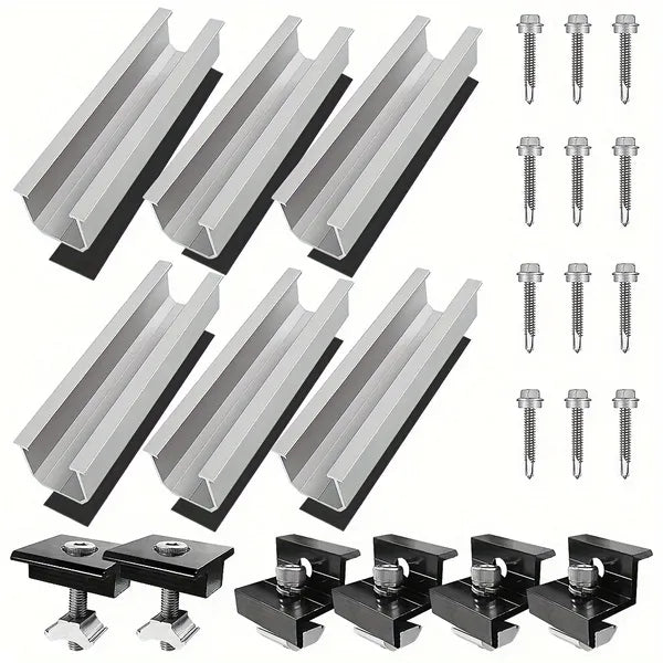 12cm U-shaped Rail Solar Photovoltaic Bracket Silver Rail Six-piece Set - view 3