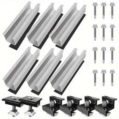 12cm U-shaped Rail Solar Photovoltaic Bracket Silver Rail Six-piece Set - view 3