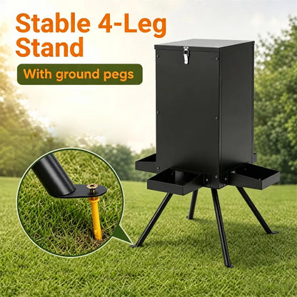 14 Gallon Gravity Deer Feeder 50-90 LBS Capacity Galvanized Coated Steel Wildlife Game Feeder with 4 Feeding Trays - view 9