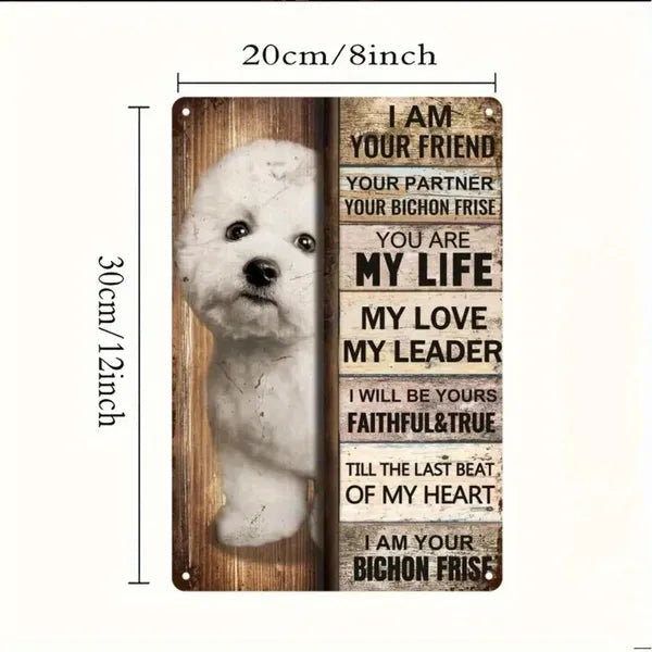 Vintage Bichon Frise Metal Tin Sign Warm Pet Quotes Wall Decor For Living Room Bedroom - view 5