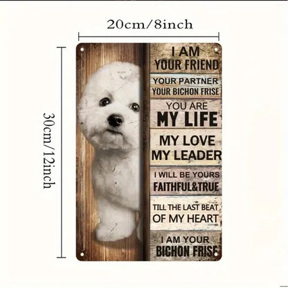 Vintage Bichon Frise Metal Tin Sign Warm Pet Quotes Wall Decor For Living Room Bedroom - view 5