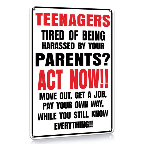 Funny Teenager Bored With Parents Metal Aluminum Sign Vintage Wall Decor For Man Cave Office Garage Bar 8x12 Inches - view 2