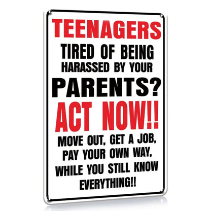 Funny Teenager Bored With Parents Metal Aluminum Sign Vintage Wall Decor For Man Cave Office Garage Bar 8x12 Inches - view 2