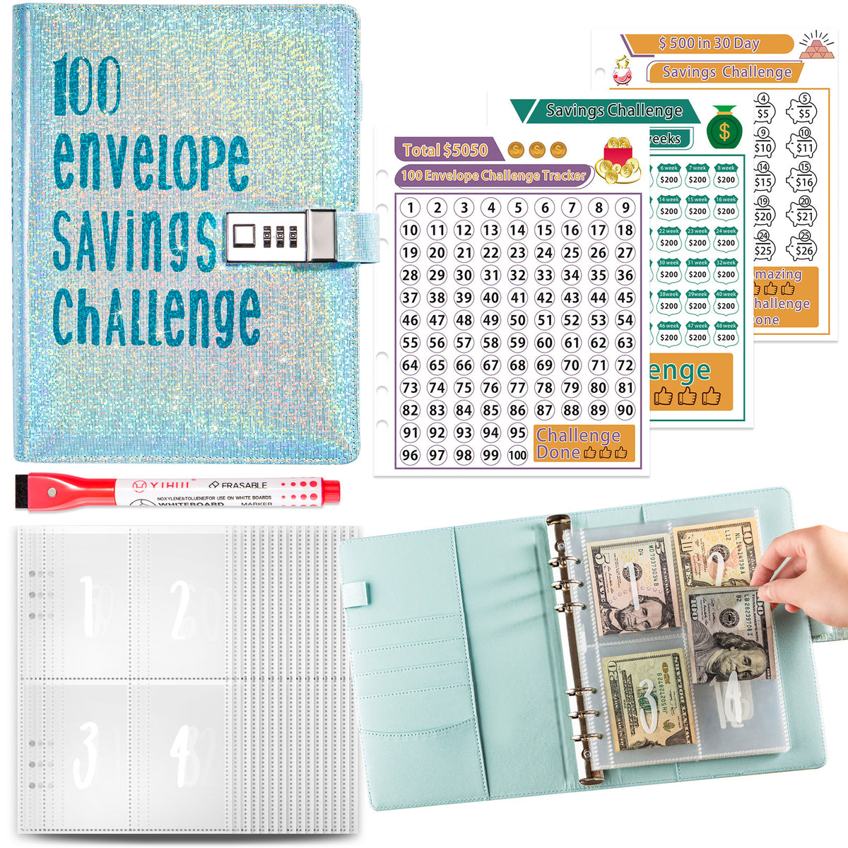 5A Money Saving Challenge Planner - view 4