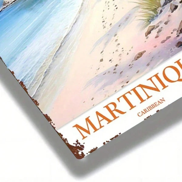 1pc 8x12 Inch Martinique Tropical Beach Metal Sign, Vintage Retro Tin Plaque Wall Art - view 2