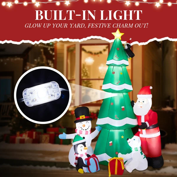 7.5FT Lighted Christmas Inflatable Decoration, Inflatable Christmas Tree With Santa And Snowman - view 4