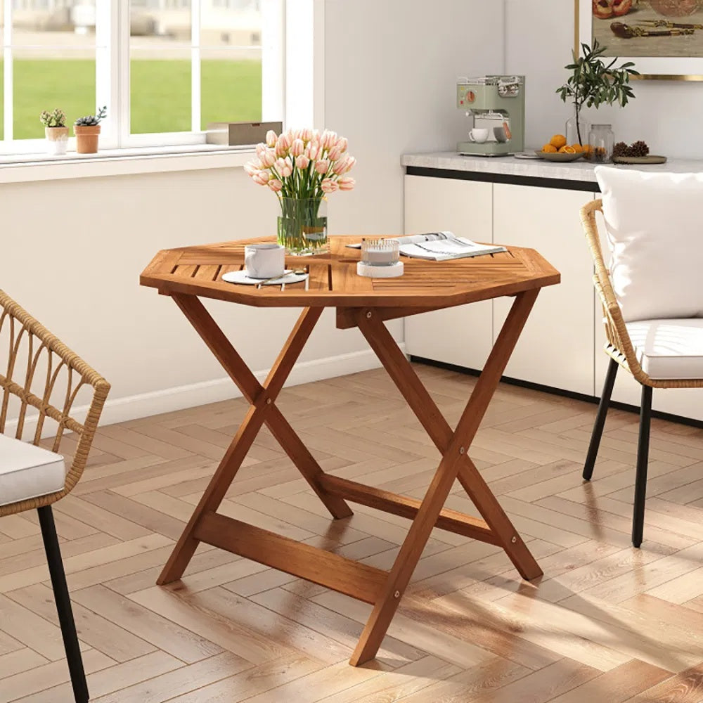 35.5 Inch Solid Wood Patio Dining Table Octagon Table With 1.97 Inch Umbrella Hole - view 9