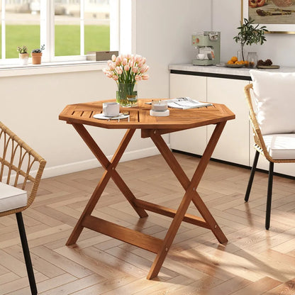 35.5 Inch Solid Wood Patio Dining Table Octagon Table With 1.97 Inch Umbrella Hole - view 9