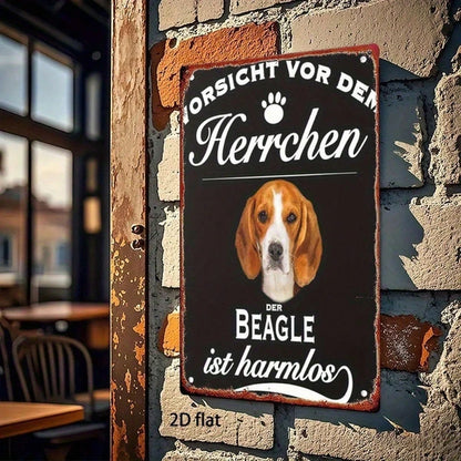 Vintage German Beagle Warning 2D Flat Metal Sign" 8x12 Inch Retro Iron Wall Art Beware - view 4