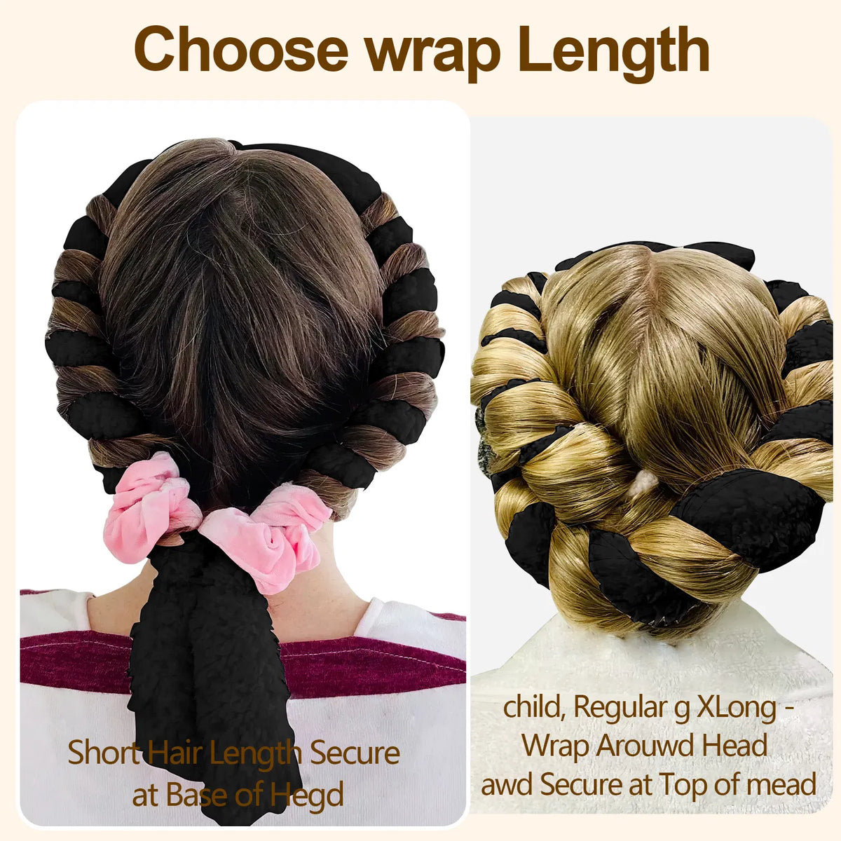 Satin Heatless Hair Curler, Lazy Natural Soft Wave DIY Heatless Curls For Sleep In Overnight, For All Hair Types - Black - view 3