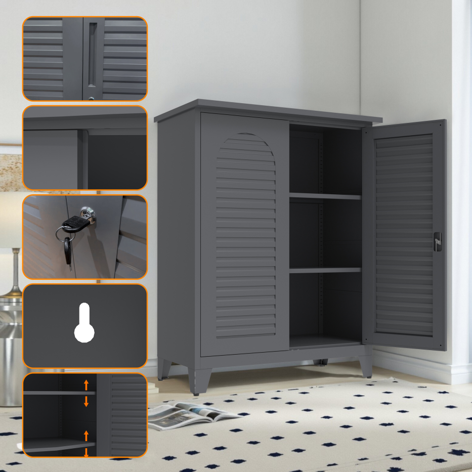 47'' Tall Metal Tool Storage Cabinet, With Ample Storage Space For Garage,Warehouse,Garden,Office, Living Room,Bathroom - view 7