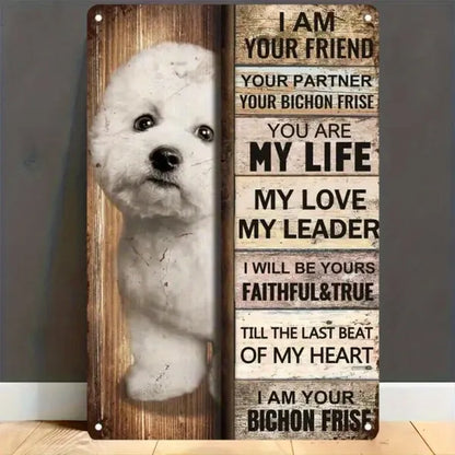 Vintage Bichon Frise Metal Tin Sign Warm Pet Quotes Wall Decor For Living Room Bedroom