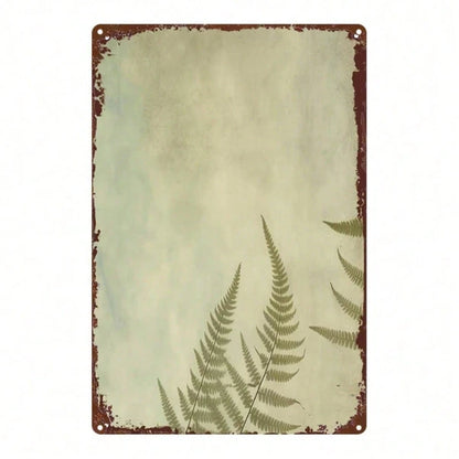 Vintage Fern 2D Flat Iron Metal Sign 8x12 Inch Durable Nostalgic Style Metal Plaque Decorative Wall Art Painting